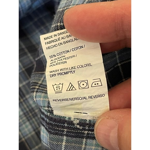 G.H. Bass & Co. 2-Tone Blue Plaid Short Sleeve Button-Down Casual Shirt - Picture 12 of 12